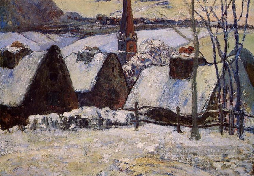 Village Breton dans la Neige postimpressionnisme Primitivisme Paul Gauguin Peintures à l'huile